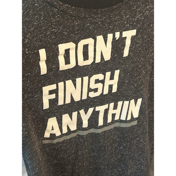 I DON'T FINISH ANYTHIN t-shirt by WELL WORN, Funny Mens 2XL, Gray Black Speckled - Picture 5 of 6